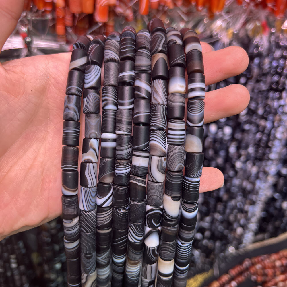 Jewelry Making Store - Pietra Naturale Agata Nera 10x14mm, Perline