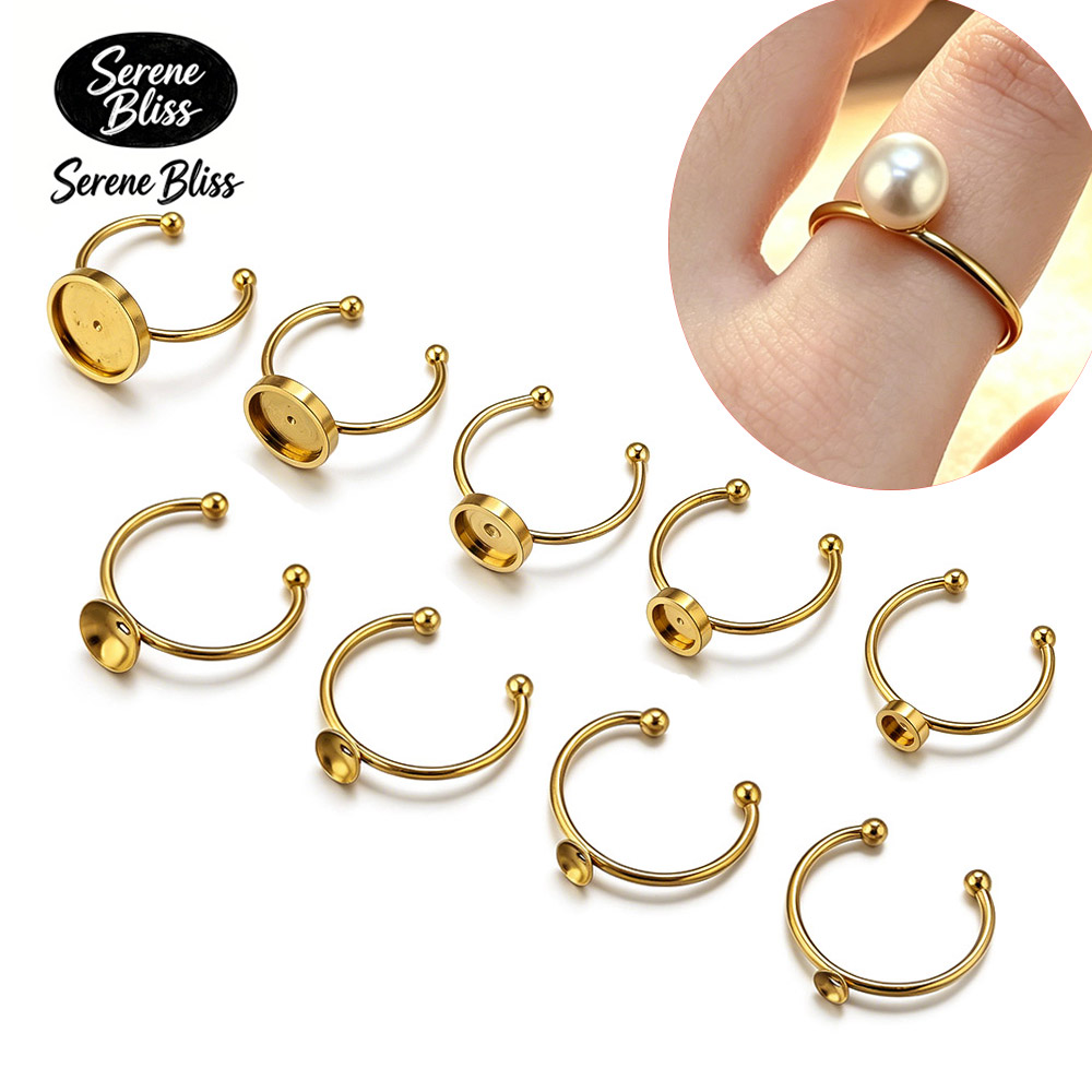 Ring Blank Adjustable - 10 Pezzi Base per Cabochon Rotonda