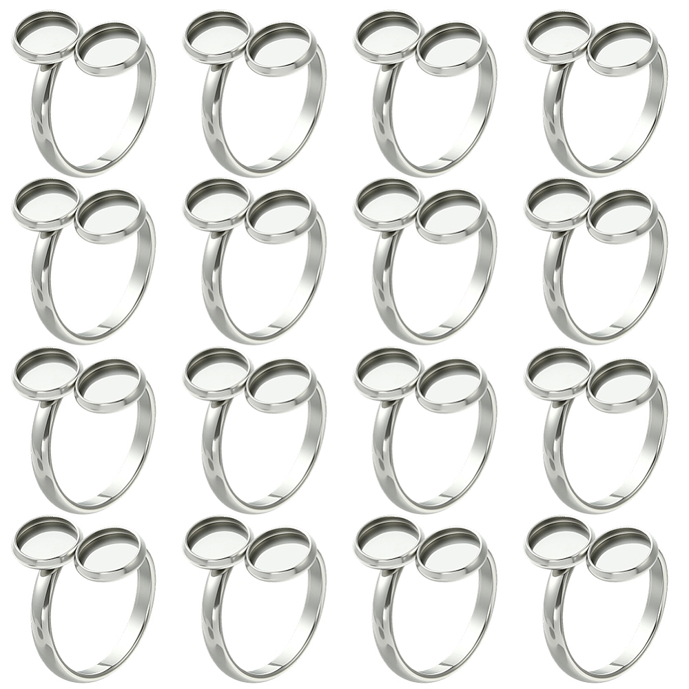 Ring Blank Adjustable - 16 Pezzi Basi per Anelli 18mm