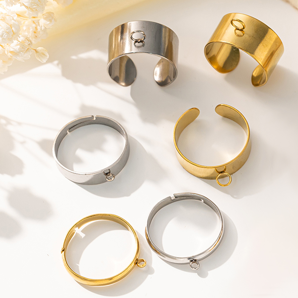 Ring Blank Adjustable - 5 pz/lotto Acciaio Inossidabile Colore Oro