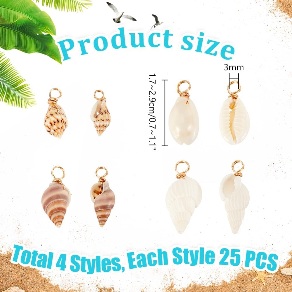 100 pz 4 Stili Conchiglia Natu - Jewelry Making Tutorials recensione e prezzo